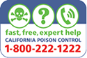 California Poison Control Hotline 1-800-222-1222