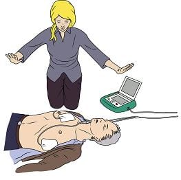A person undergoing defibrillation